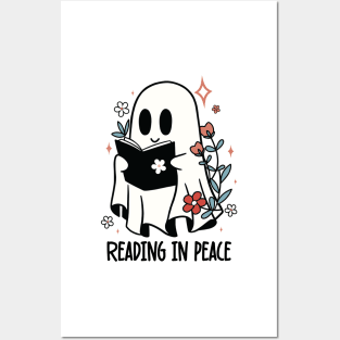 Reading In Peace Ghost Reading Book Sticker Book lover sticker Bookish Spicy Book Reading Romance Book Peace in Book Librarian Gift For Book Lover Posters and Art